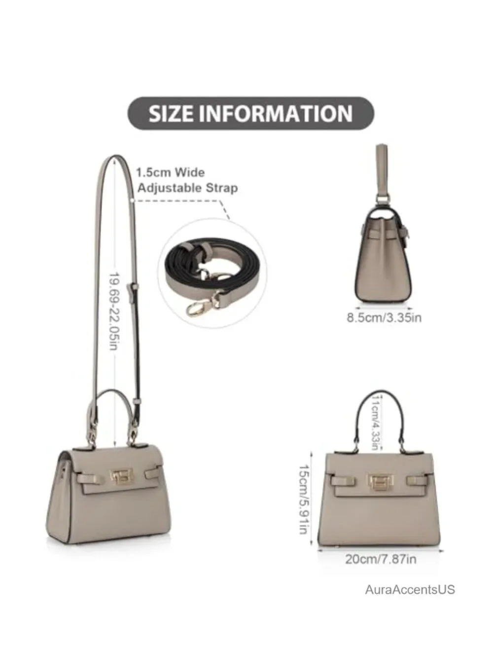 Faux Leather Mini Satchel Bag Top Handle Crossbody Purse with Detachable Strap